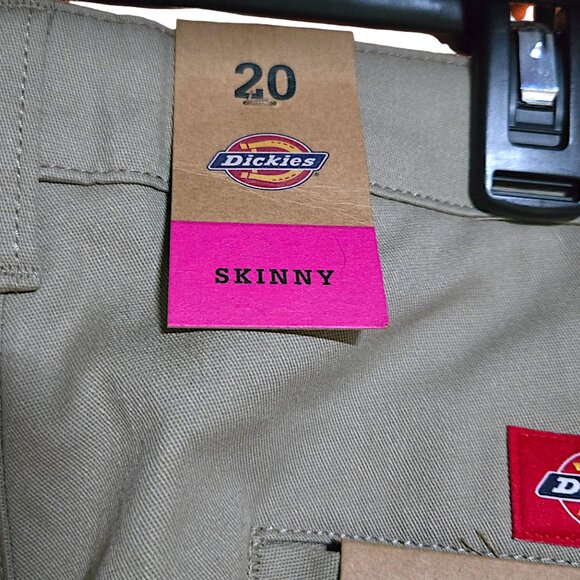 Dickies Juniors Mid-Rise Khaki Skinny Pants Stretch Twill 4‑Pocket Perfect Fit - Picture 3 of 10